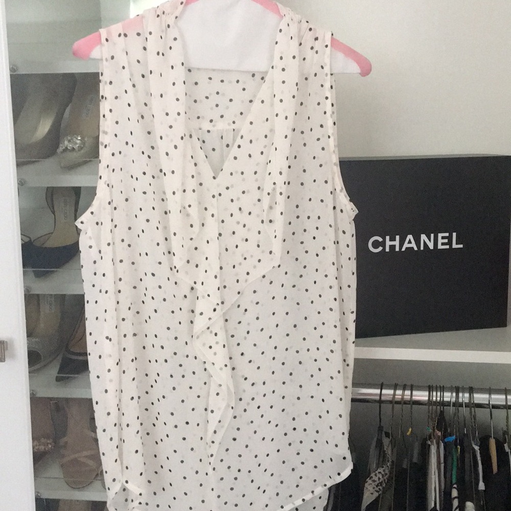 Ann Taylor sheer polka dot top size lg